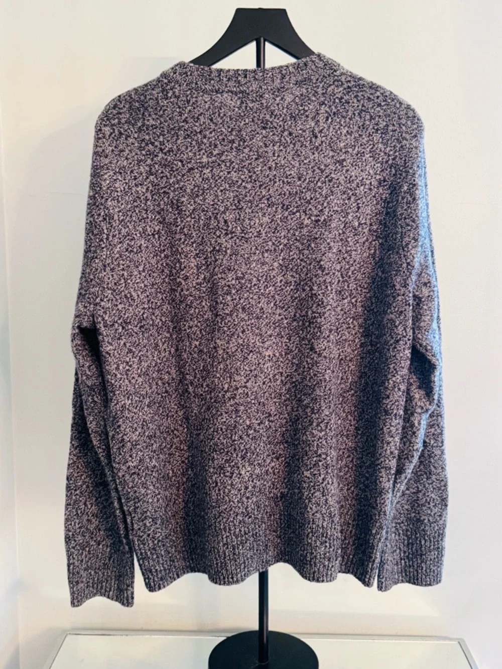 J. Crew Rugged Merino Wool Blend Blue White Marled Crewneck Sweater XL